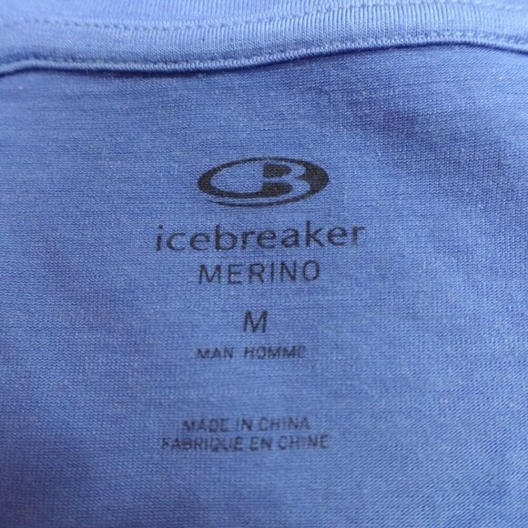 Icebreaker Shirt Medium Blue Solid Wool Blend - Picture 2 of 9
